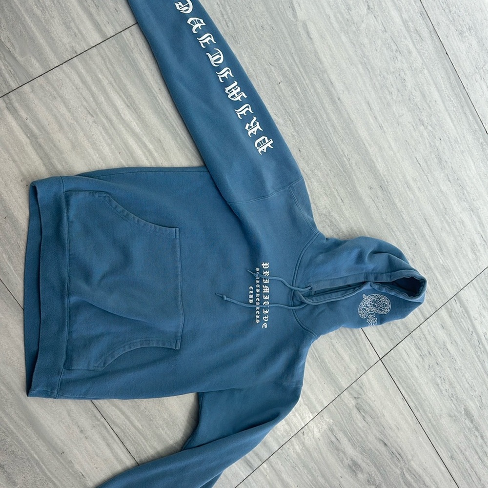 primitive baby blue hoodie - slightly worn see images